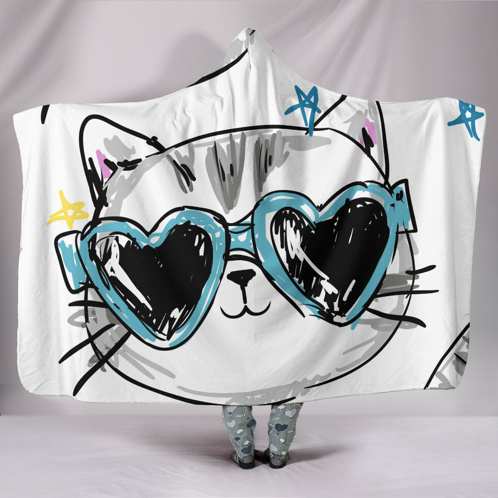 Cat Love Hooded Blanket - Hello Moa