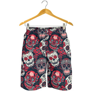Red & White Sugar Skull Men's Shorts - Hello Moa