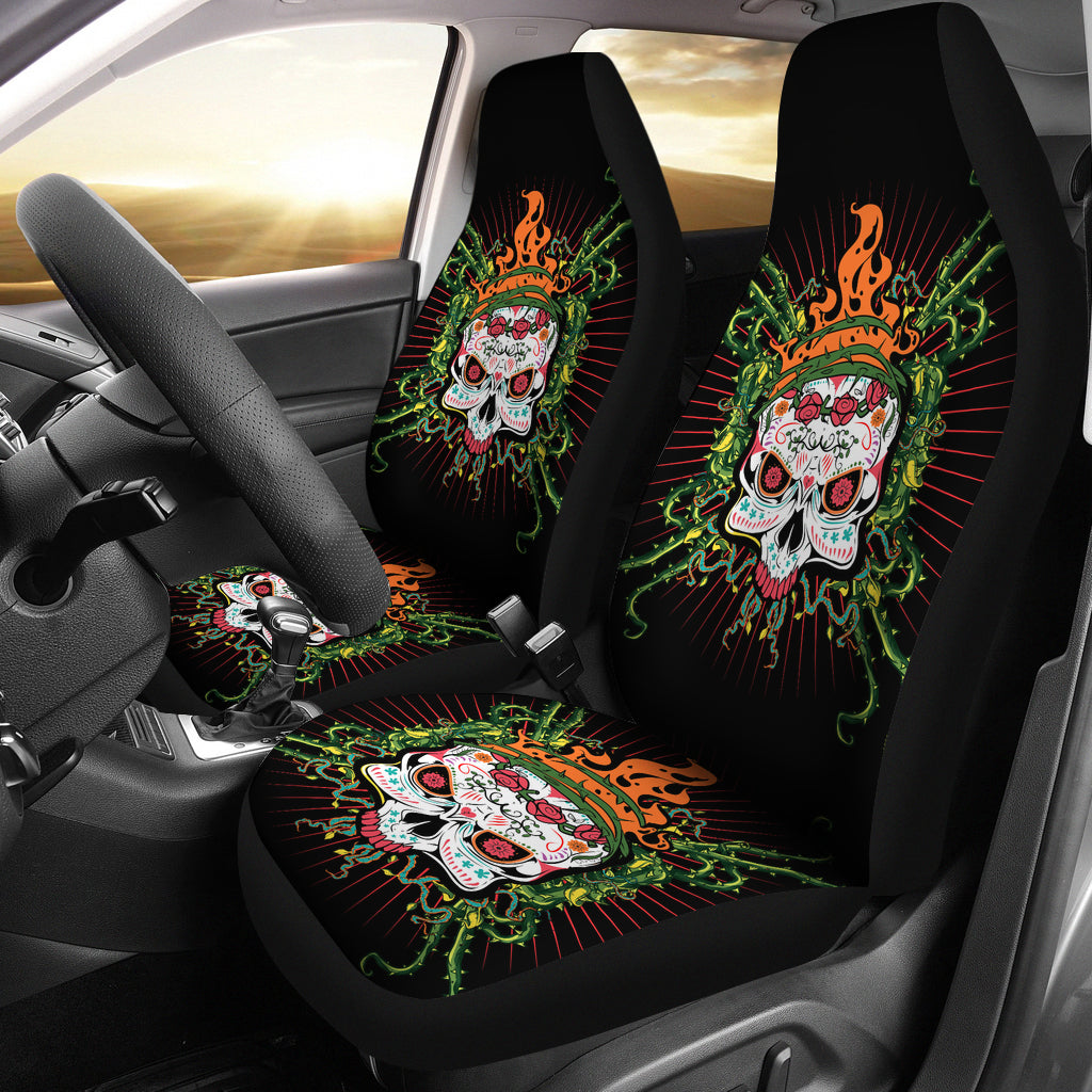 Fire Sugar Skull II Car Seat Covers - Hello Moa