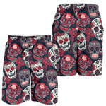 Red & White Sugar Skull Men's Shorts - Hello Moa