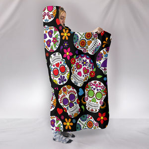 Multi-Colored Sugar Skull II Hooded Blanket - Hello Moa