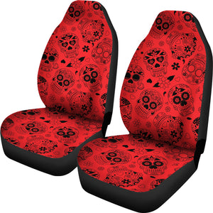 Red & Black Sugar Skull Car Seat Covers - Hello Moa