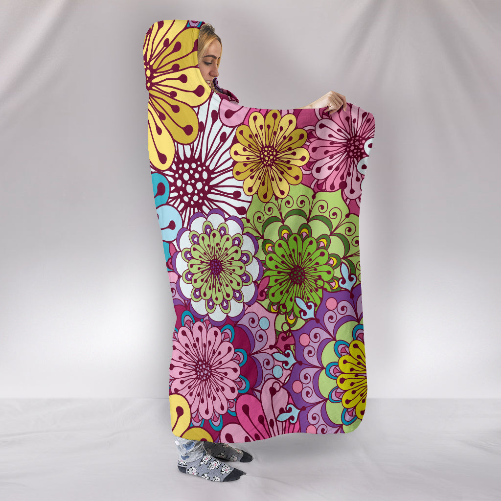 Flower Pattern Hooded Blanket - Hello Moa