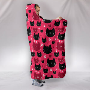 Red & Black Cat Hooded Blanket - Hello Moa