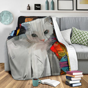 White Cat Blanket - Hello Moa