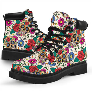 Flower Sugar Skull All-Season Boots - Hello Moa
