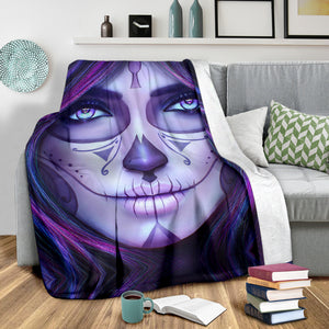 Purple Sugar Skull Throw Blanket - Hello Moa