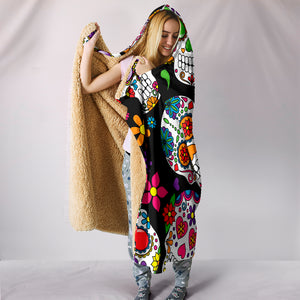 Multi-Colored Sugar Skull Hooded Blanket - Hello Moa