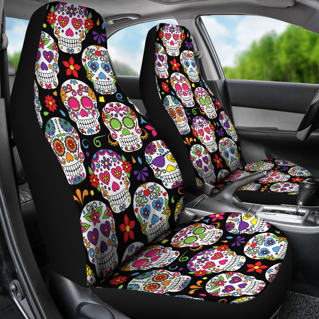 Colorful Sugar Skull III Car Seat Covers - Hello Moa