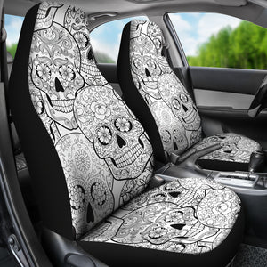 Black & White Sugar Skull Seat Covers - Hello Moa
