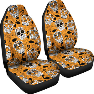 Orange Sugar Skull Car Seat Covers - Hello Moa