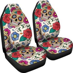 Flower Sugar Skull Car Seat Covers - Hello Moa