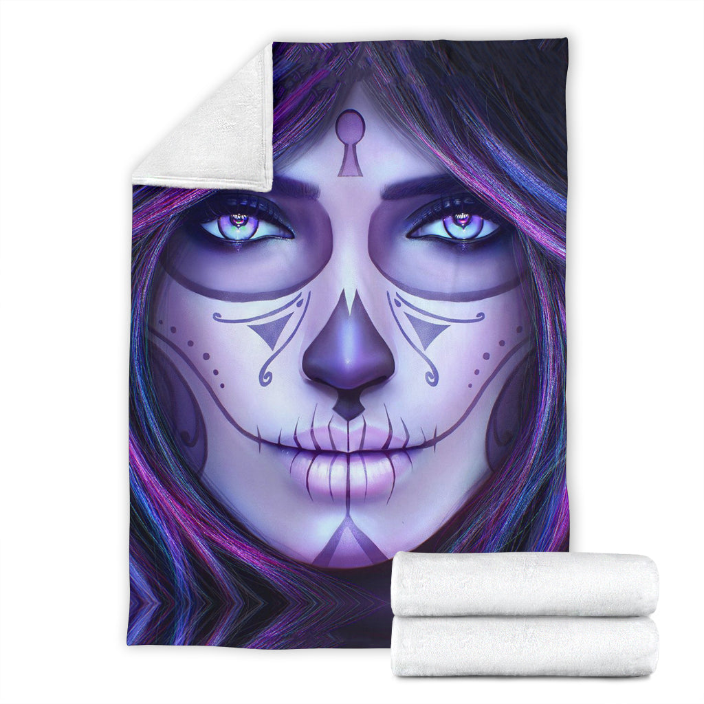 Purple Sugar Skull Throw Blanket - Hello Moa