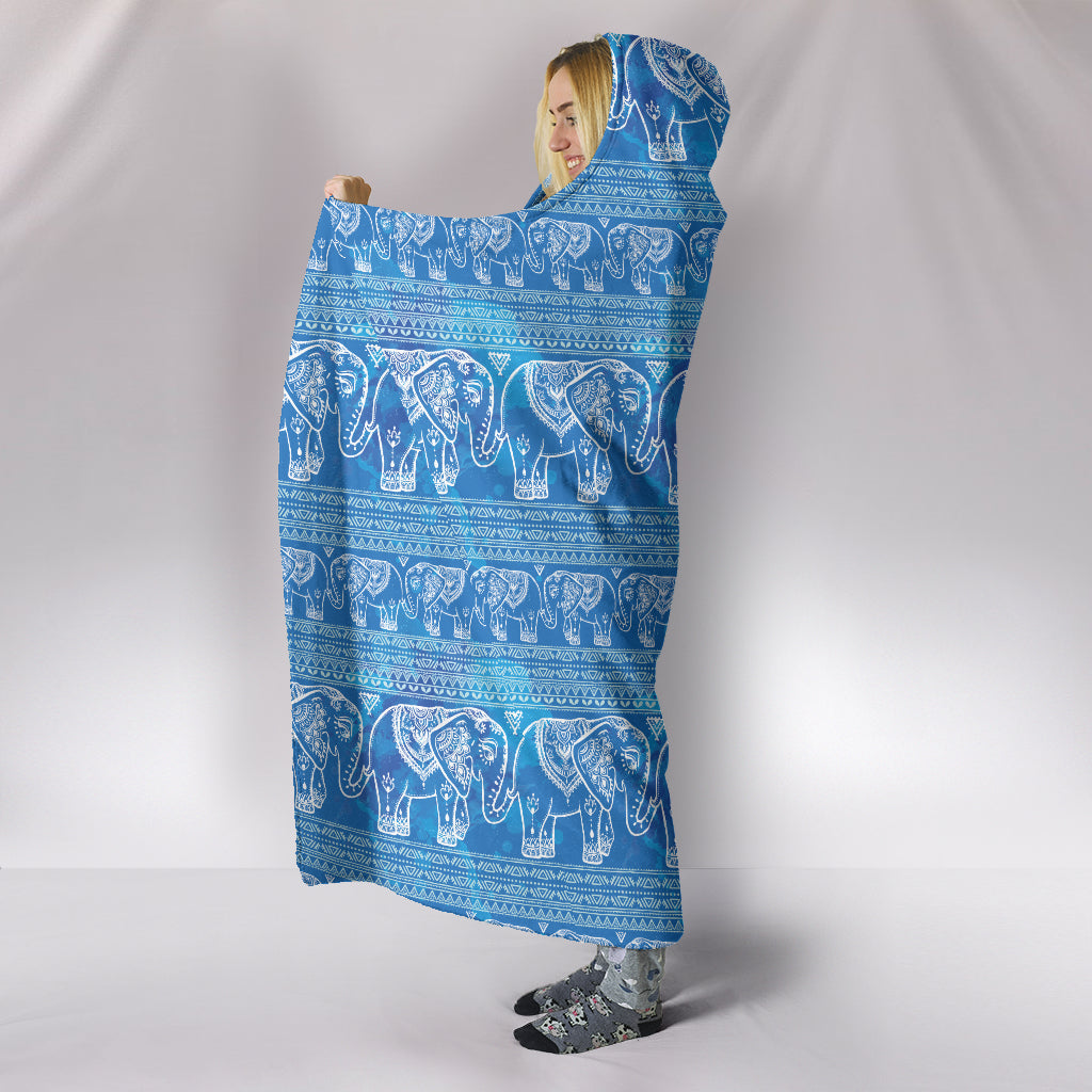 Blue Elephants Hooded Blanket - Hello Moa