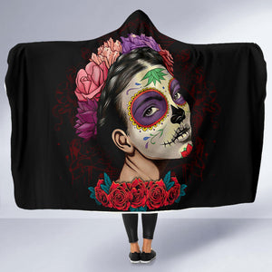 Sugar Skull Girl Hooded Blanket - Hello Moa