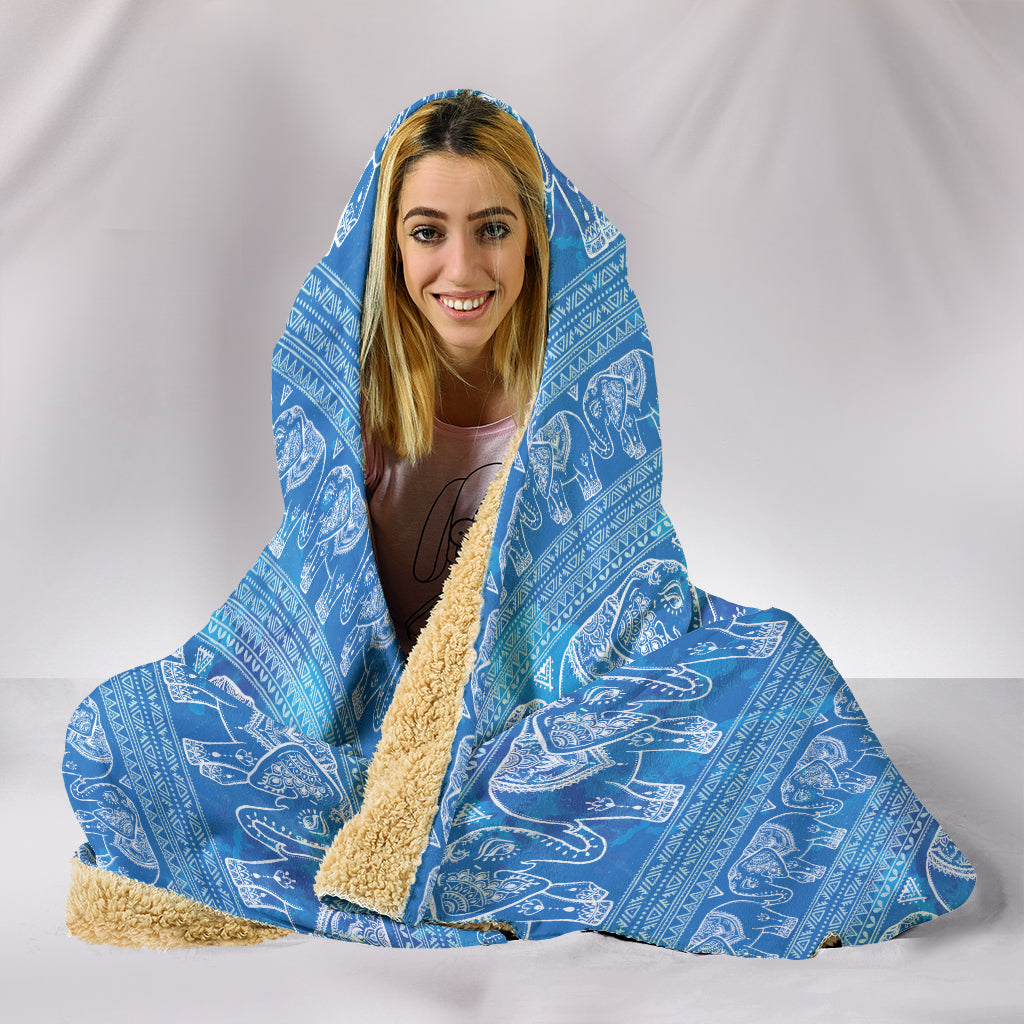 Blue Elephants Hooded Blanket - Hello Moa