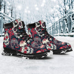 Red & White Sugar Skull All-Season Boots - Hello Moa