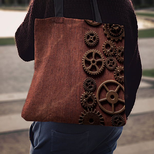 Steampunk Brown Gears Cloth Tote Bag