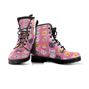 Pink Cat Faces Boots (Women's) - Hello Moa