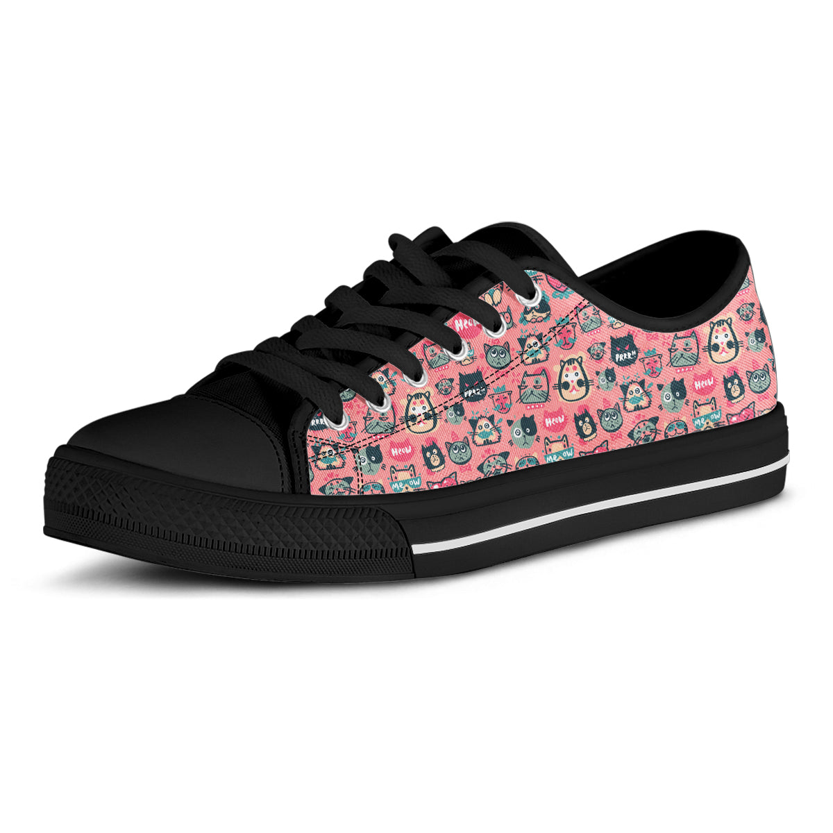 Pink Meow Cat Lo Top Shoes - Hello Moa