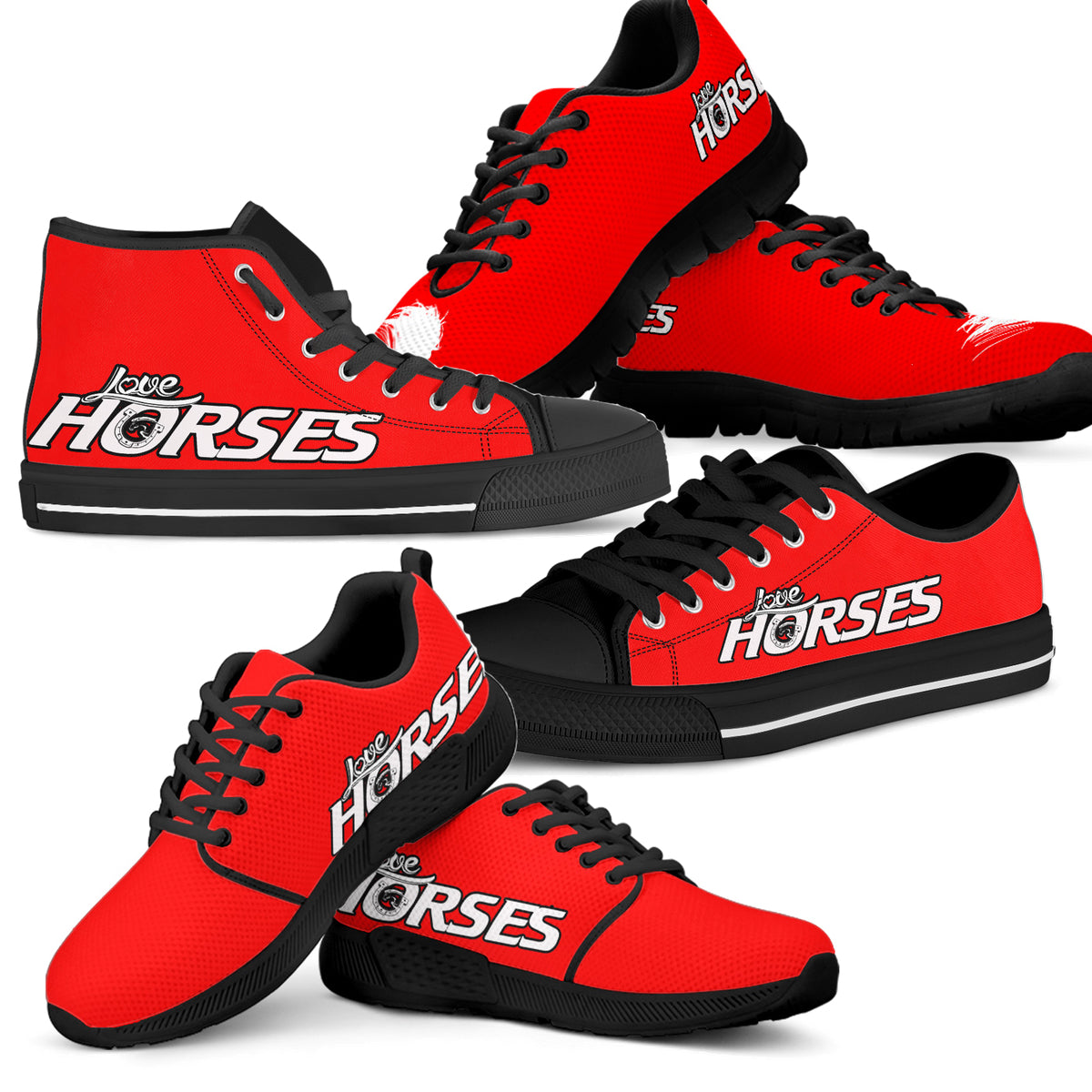 Love Horses Shoes Red (Women's) - Hello Moa