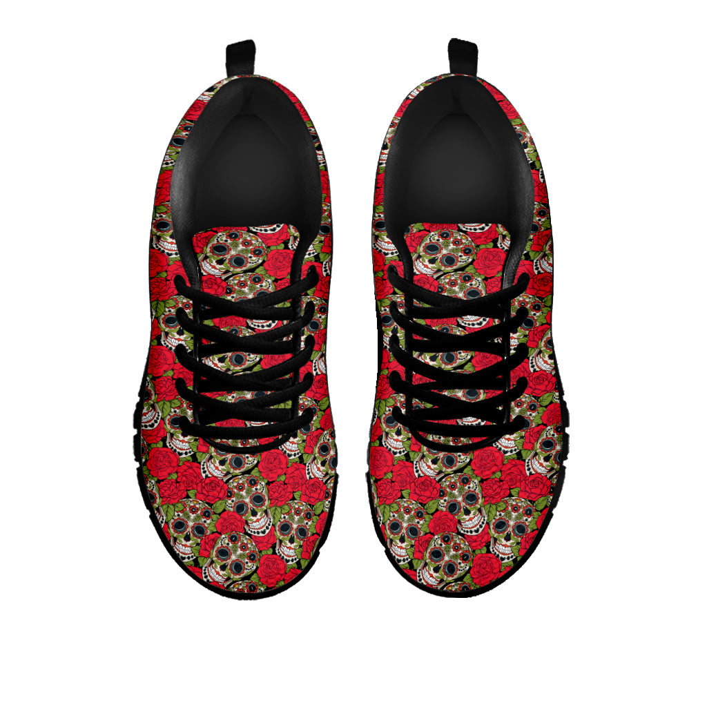 Red Rose Sugar Skull Sneakers - Hello Moa