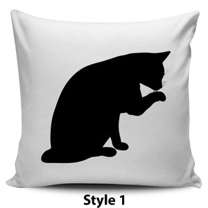 Black & White Cat Pillow Covers - Hello Moa