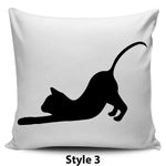 Black & White Cat Pillow Covers - Hello Moa